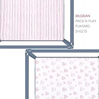 Vista 5 de Biloban Pack and Play Sábanas ajustadas, paquete de 2 sábanas para colchón Graco Pack n Play, 100% algodón de punto jersey, sábanas para cuna