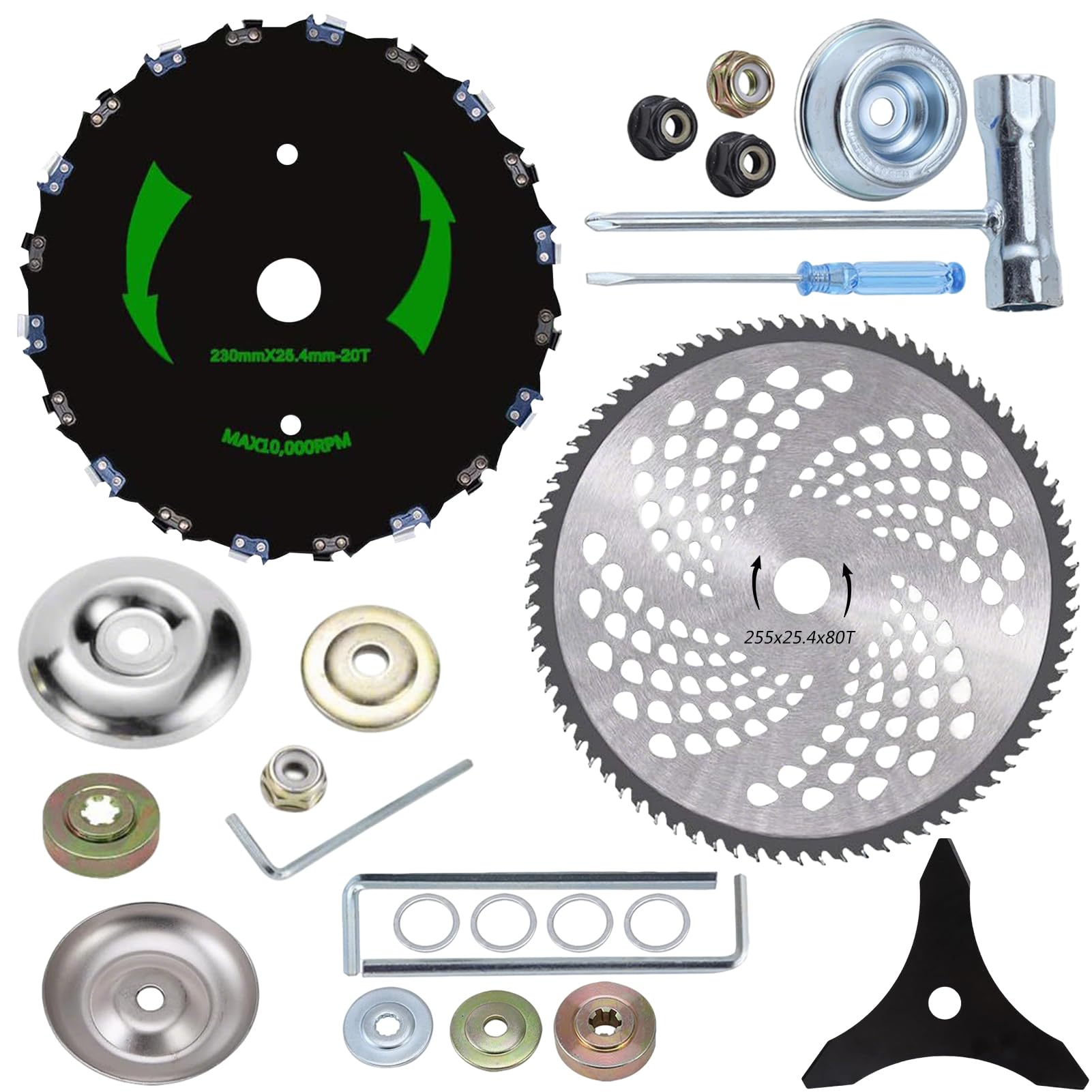 Set di 2 lame per decespugliatore, 255/230 x 25,4 mm, accessori per decespugliatore in metallo duro, lama in 36T/80T, per seghe circolari (set da 3)