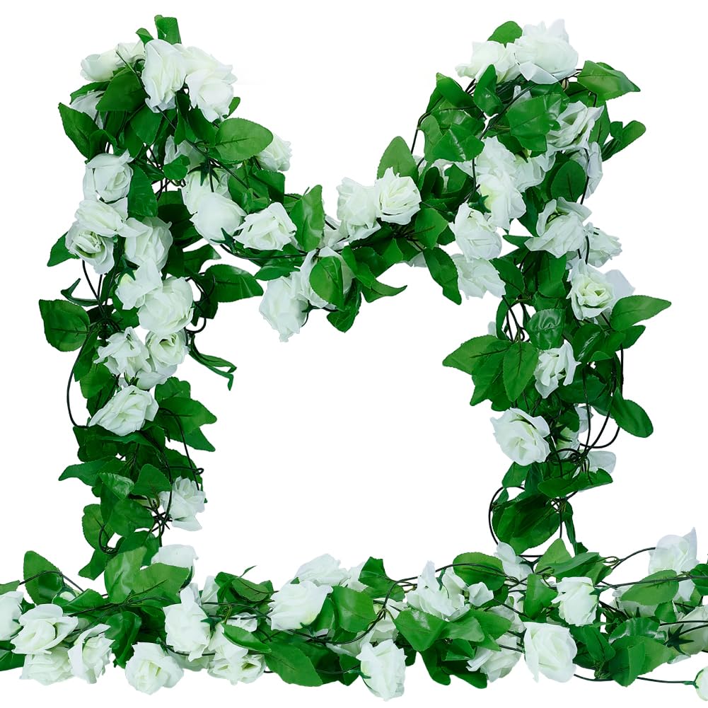 Paquete de 12 guirnaldas de rosas artificiales de 94,49 pulgadas, guirnalda de flores artificiales, flores colgantes, flores decorativas para mesa de boda, decoración para manualidades