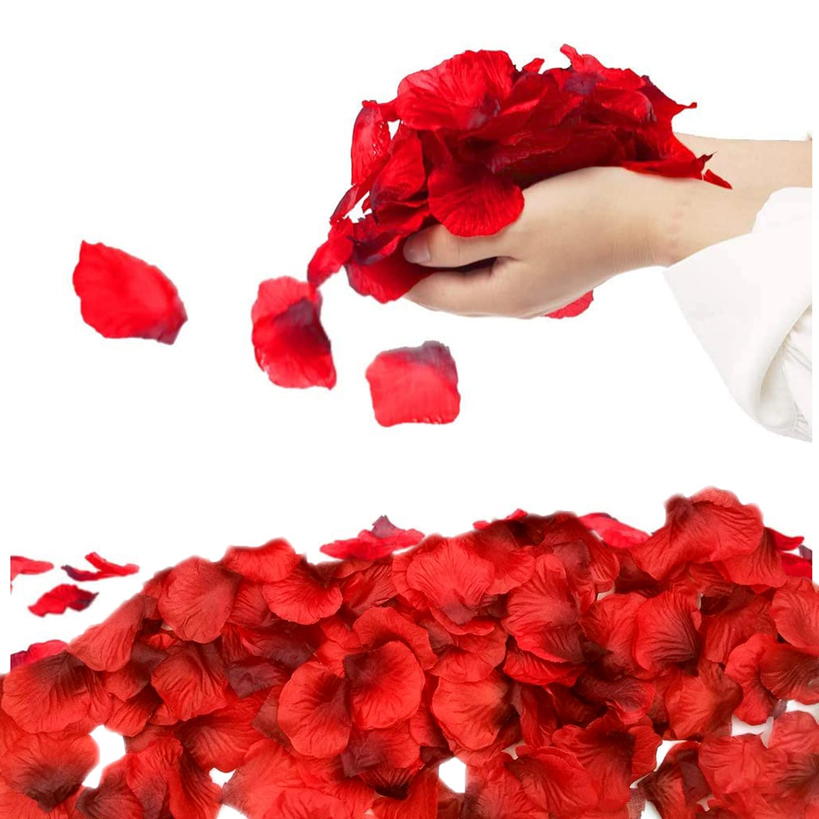ANTOLE Rose Petals Red 1200PCS,Artificial Flower Petals Fake Rose Petals Fabric Petals Silk Red Rose Petals for Romantic Night Wedding Valentines
