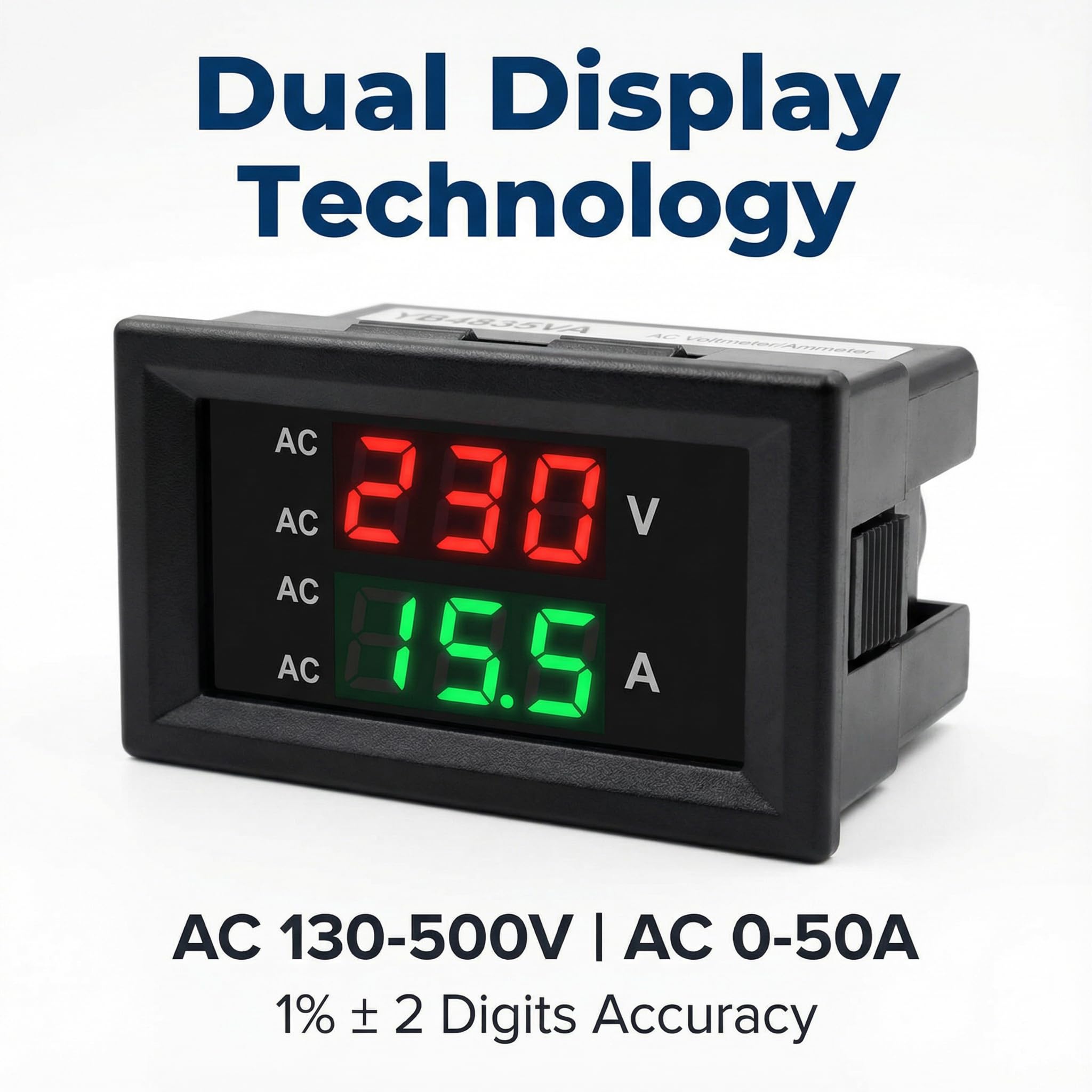 Voltmeter Amperemeter Modul, Digitales Voltmeter Amperemeter, 0-50A Strommessgerät LED Anzeige AC Ampere Meter, Digitalanzeige Spannungs Strom Messgerät mit Transformator AC130-500V