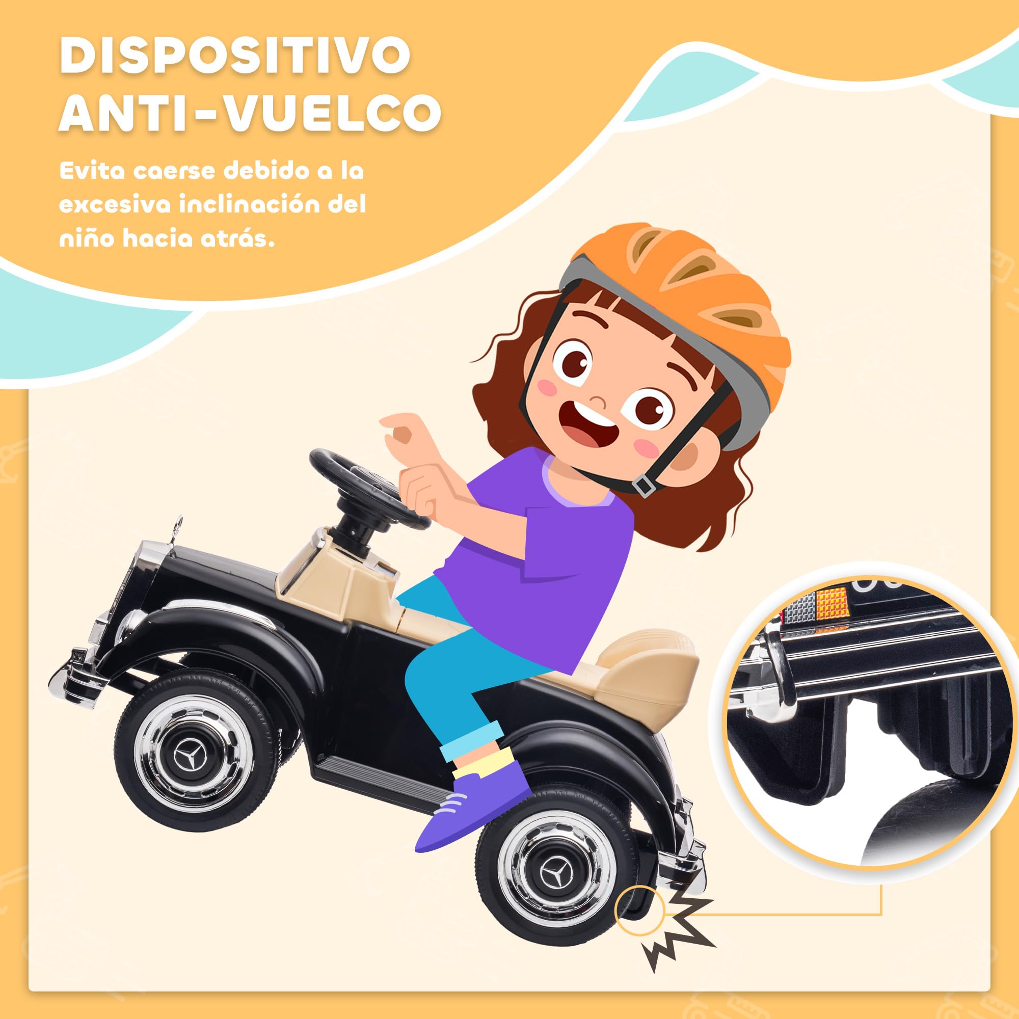 Mercedes-Benz 300S Correpasillos AIYAPLAY para Niños 18-48 Meses 25 kg Negro