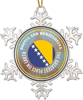 Flag Ornament for Christmas Bosnia and Herzegovina The Greatest Place on Earth Christmas Hanging Ornament Bosnia and Herzegovina Gift World Traveler Snowflake Metal Xmas Keepsake