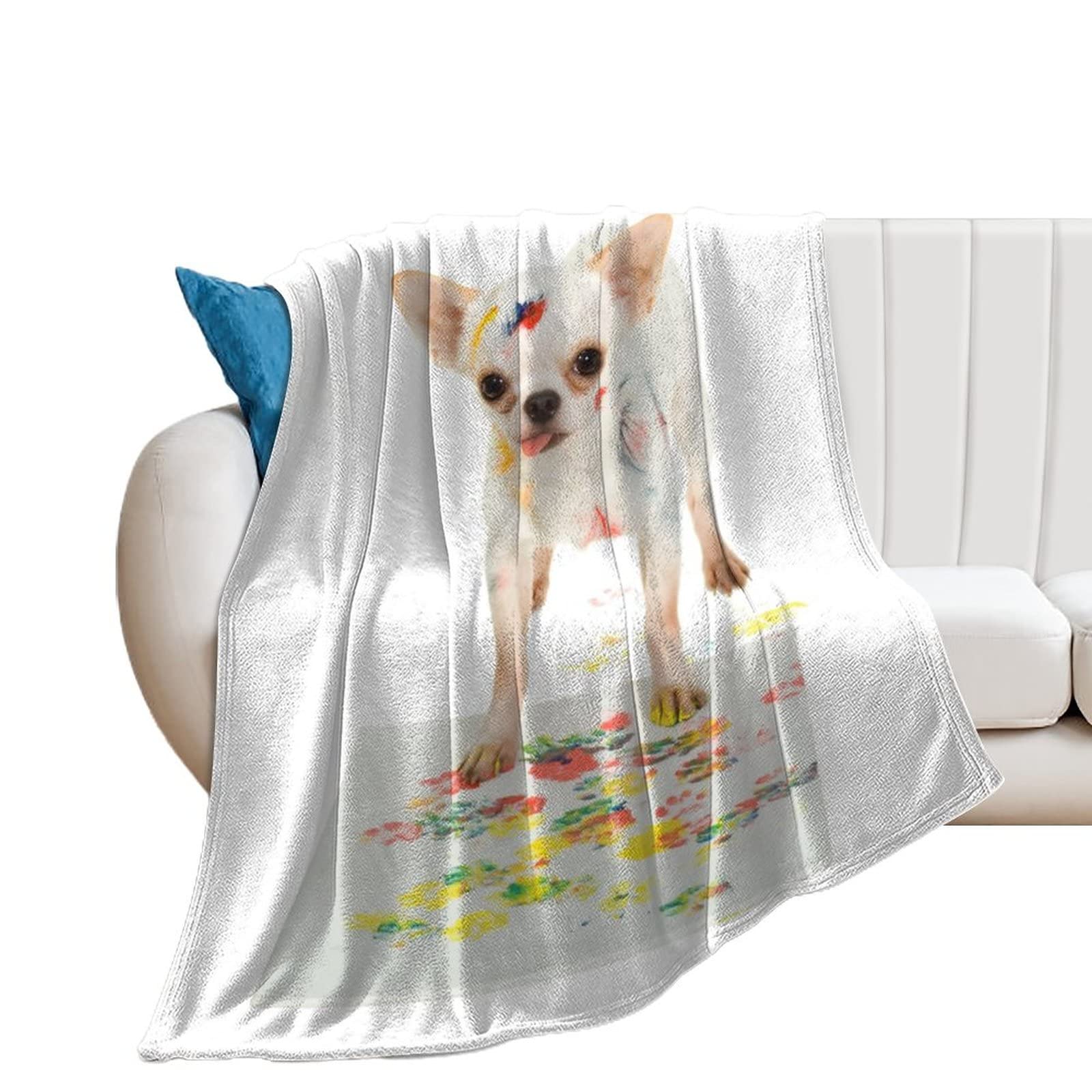 Couverture pour chien en flanelle de laine polaire douce et artistique pour canapé 150x200cm