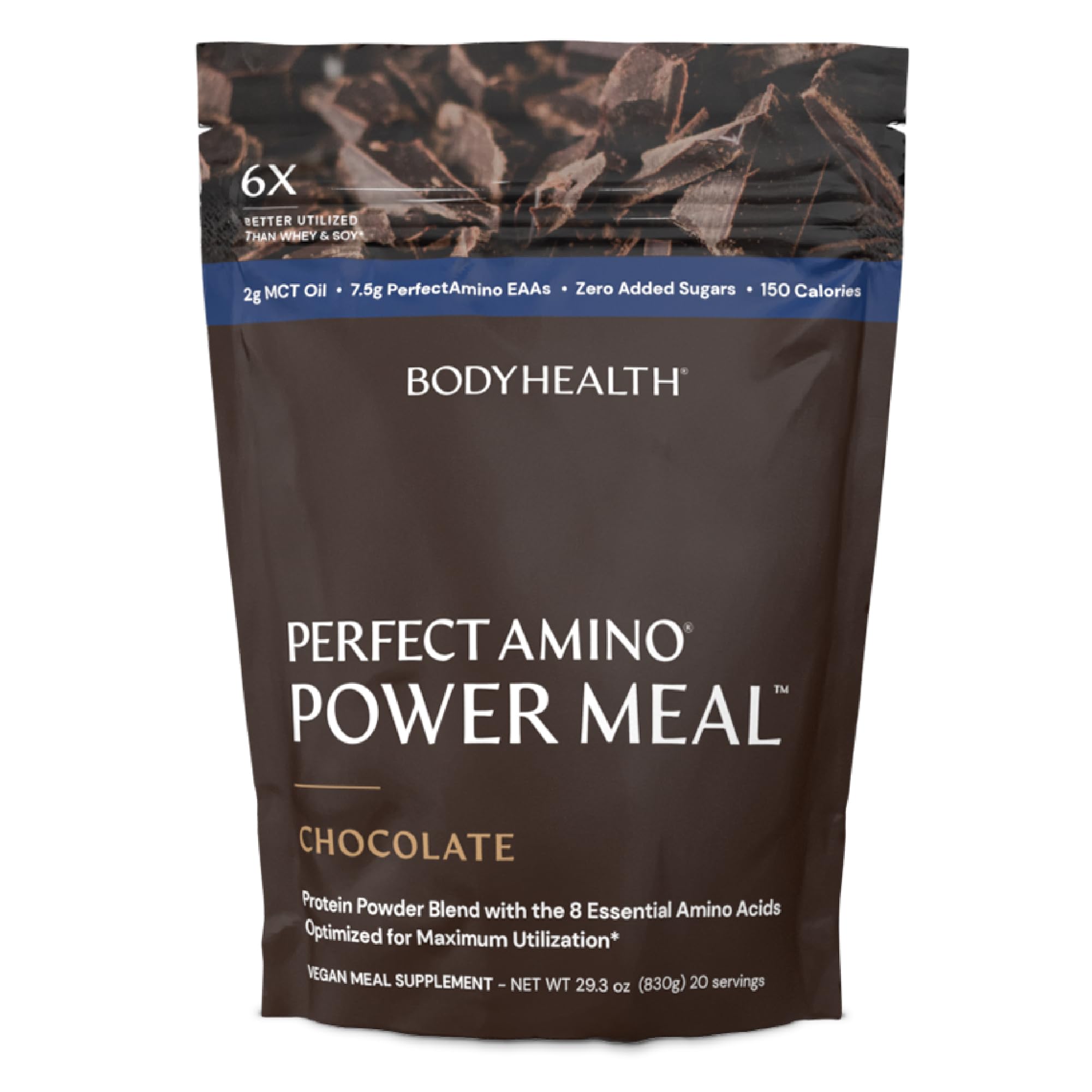 BodyHealth PerfectAmino Power Meal Shake New Dark Chocolate Flavor with MCT Oil Carb 10 and Perfect Amino Protein Base 20 Servings product thumbnail 2