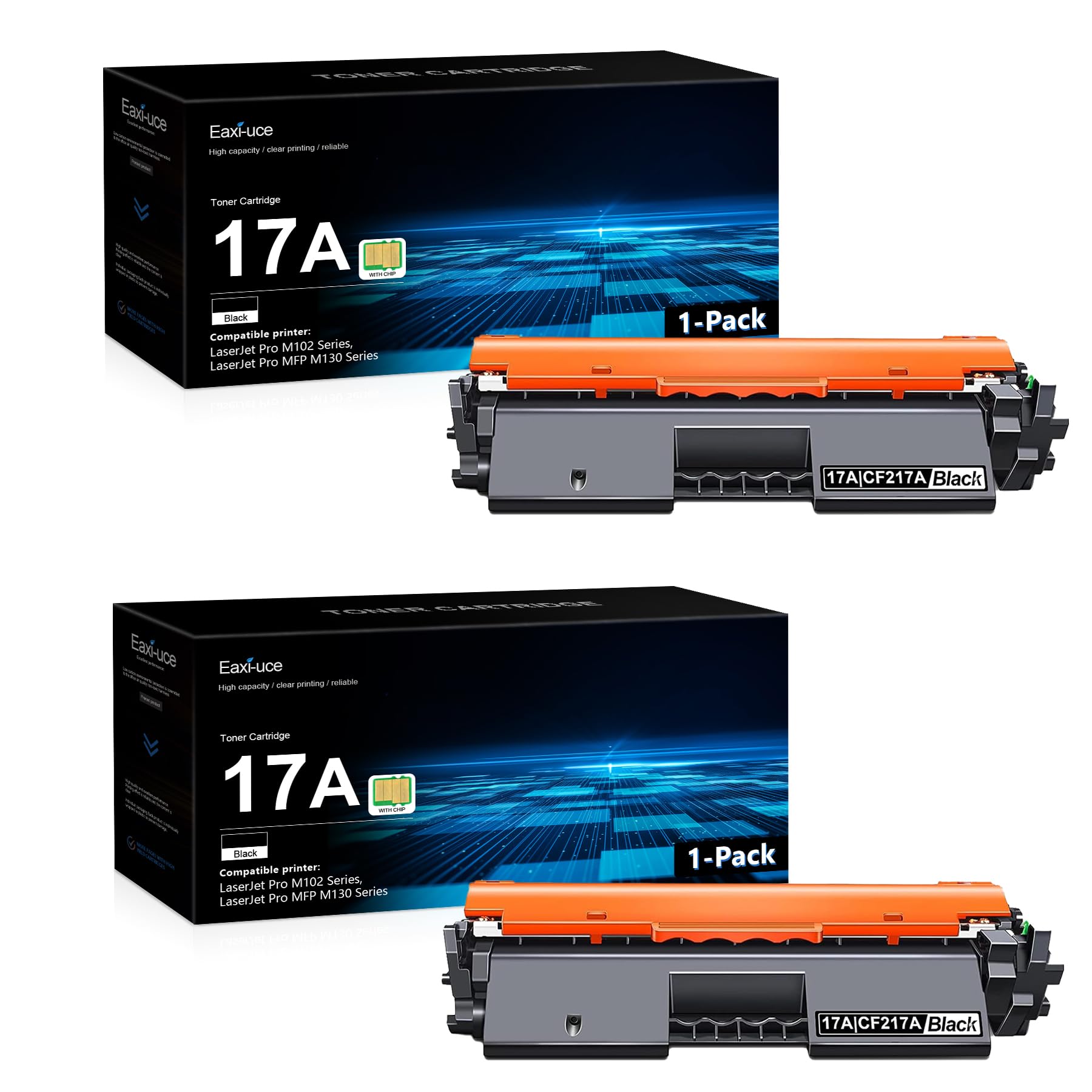 17A CF217A Toner Cartridge 2 Pack with CHIP, 17A High-yield Black Toner Cartridge CF217A Replacement for HP17A Ink Cartridge Compatible with Laser Pro M102 Series, Laser Pro MFP M130 Series Printer
