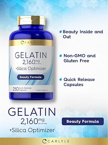 Miniatura 3 de Carlyle Gelatina 2160 mg  con optimizador de sílice  250 cápsulas  Suplemento sin OMG y sin gluten