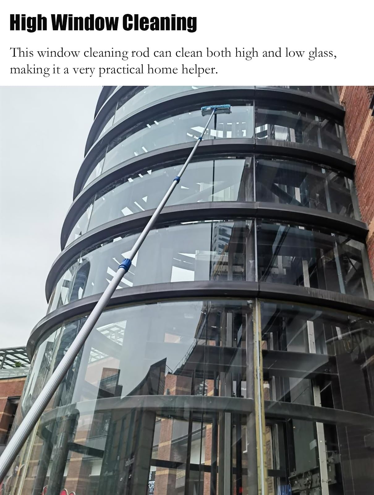 Limpiacristales Limpiador de Ventanas Varillas De Limpieza De Ventanas Empalmadas Extra Largas De 10, 11, 12 Y 15 M, Kit De Lavado Para Centros Comerciales, Tragaluces Altos Y Balcones Exteriores(15m/