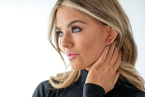 Miniatura 7 de Aretes de tachuelas, mariquita, manchas negras de 10 mm, aretes redondos para mujeres y niñas hechos a mano, entradas de acero inoxidable para
