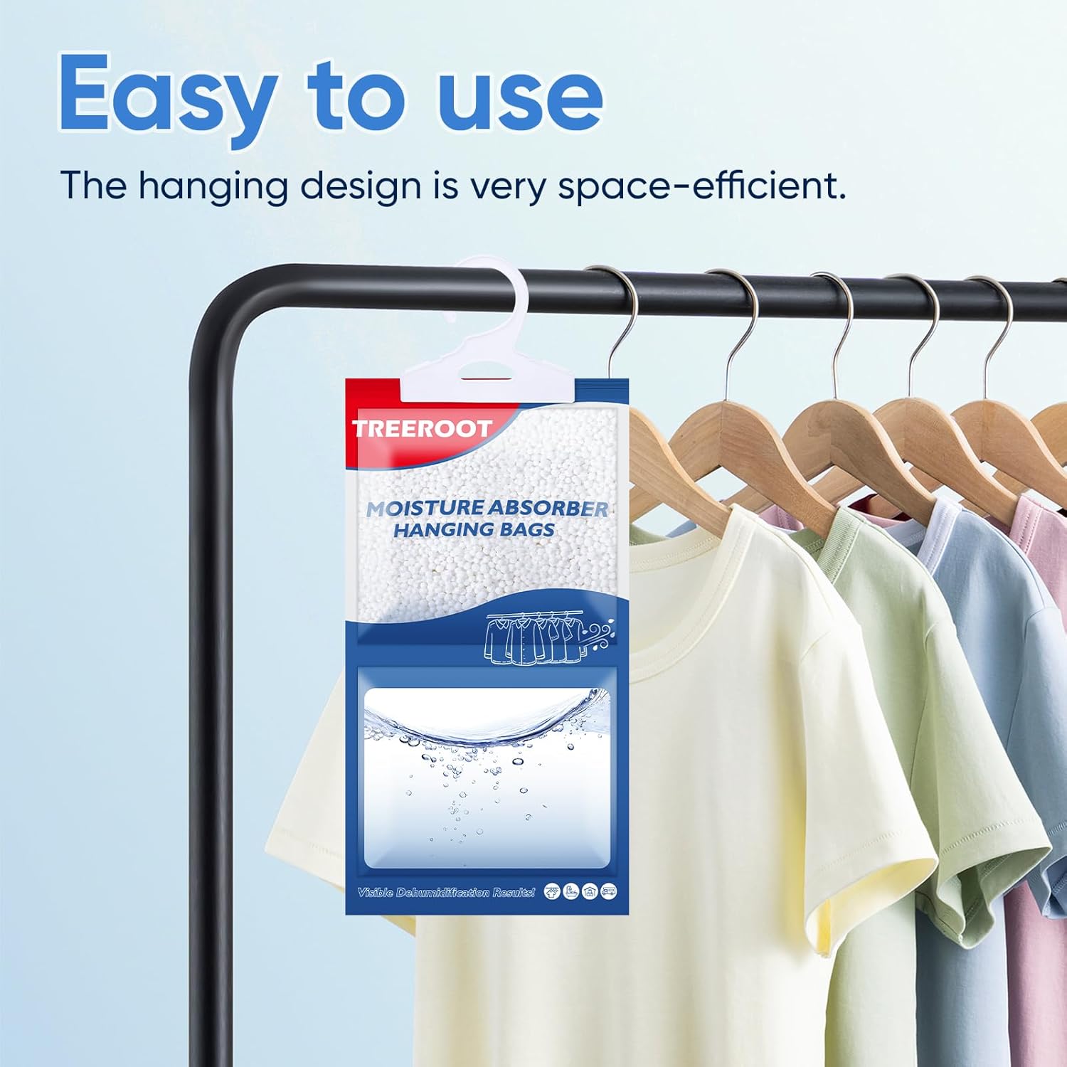 24 Pack Moisture Absorbers for Closet, 9.8OZ Hanging Closet Dehumidifier Bags, Hanging Humidity Absorber in Wardrobes, Kitchens and Bathrooms