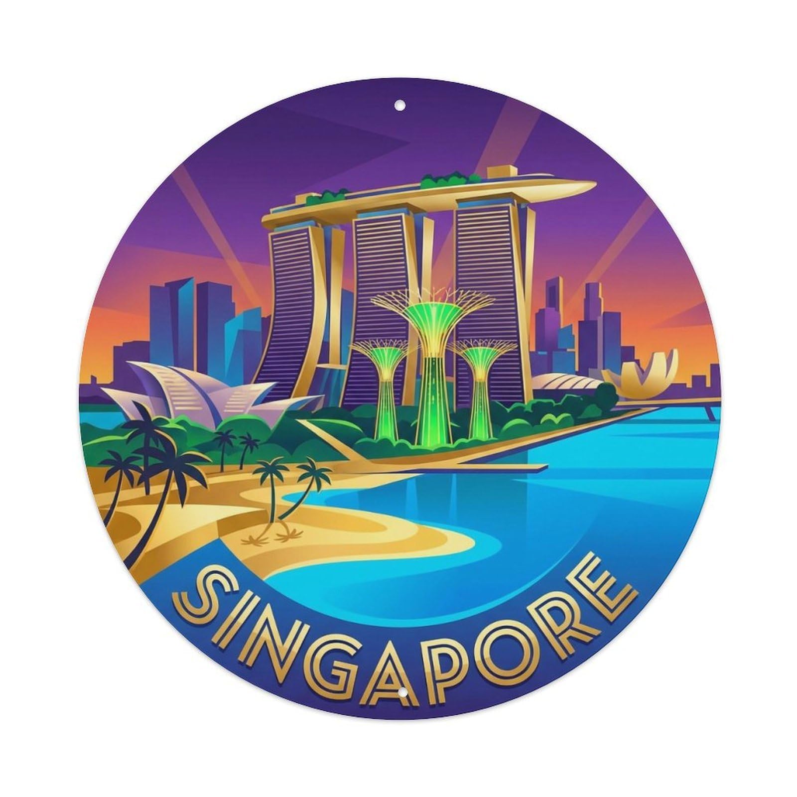 Vintage Travel Singapore Marina Bay Metal Tin Sign