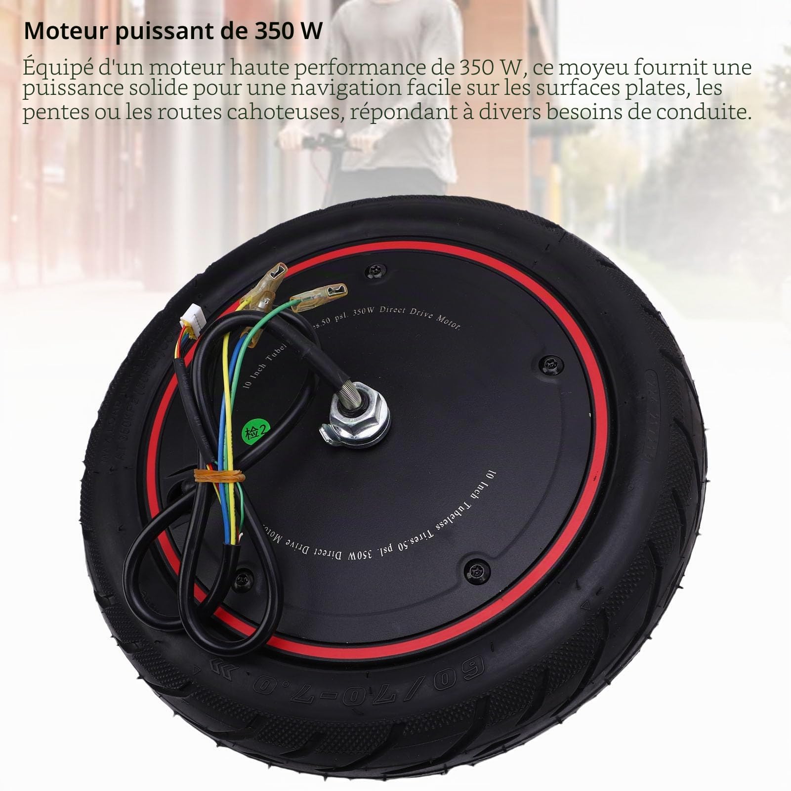 Roue de Moteur de Moyeu de Trottinette Électrique pour Xiaomi 4 Pro, 36V 350W Moteur à Entraînement de Roue Avant de Scooter Électrique de 10 Pouces Silencieux