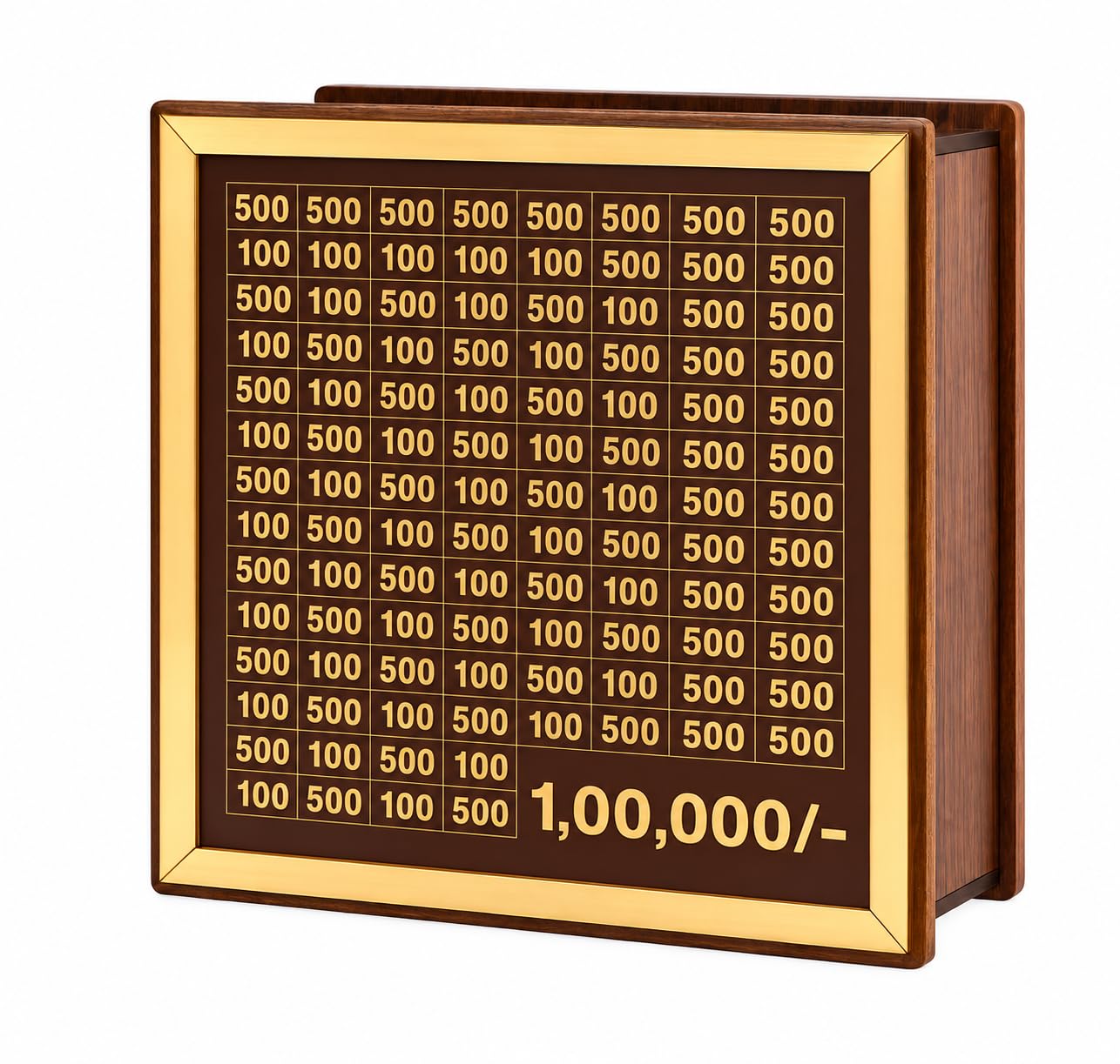 PRO365 Wooden Savings Challenge Box with Erasable Marker | ₹1,00,000 Money Saving Challenge Board | Reusable Piggy Bank | Cash Saving Goal Tracker for Kids & Adults | Home & Office-image-1