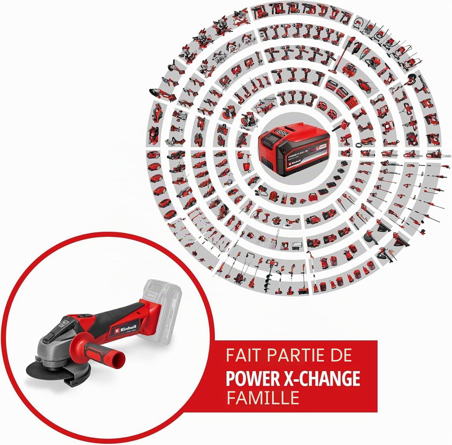 Einhell Meuleuse d'angle Ø115mm sans fil TC-AG 18/115 Li- Solo Power X-Change (18 V, Régime: 8500 trs/min, Profondeur de coupe:28 mm) Livré sans Batterie ni Chargeur