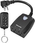 DEWENWILS Outdoor Wireless Remote Control Outlet, 2 Independent Control Sockets Weatherproof Electrical Remote Control Switch, 15A Heavy Duty with 2 Remote, 7 Inch Cord, 100 FT Range