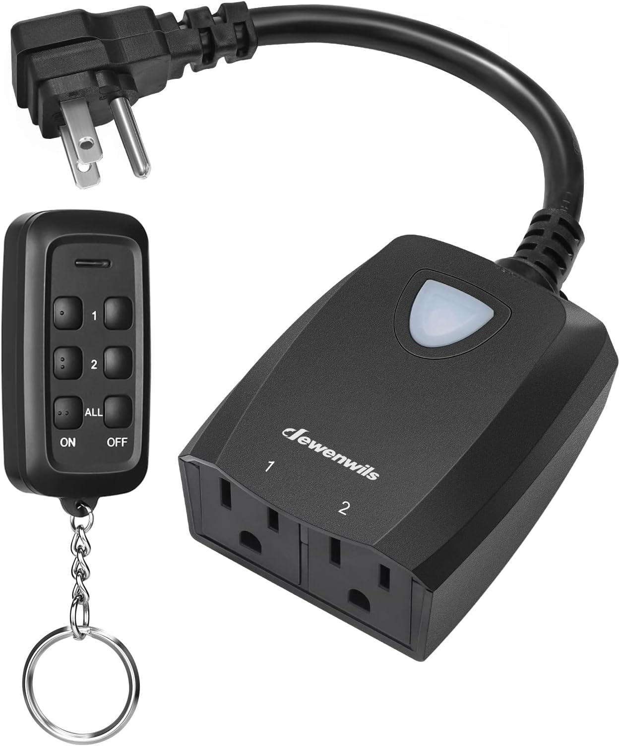 DEWENWILS 2 Independent Control Sockets, Outdoor Wireless Remote Control Outlet, Weatherproof Electrical Remote Control Switch for Holiday Light, 15A Heavy Duty, 100 FT Range