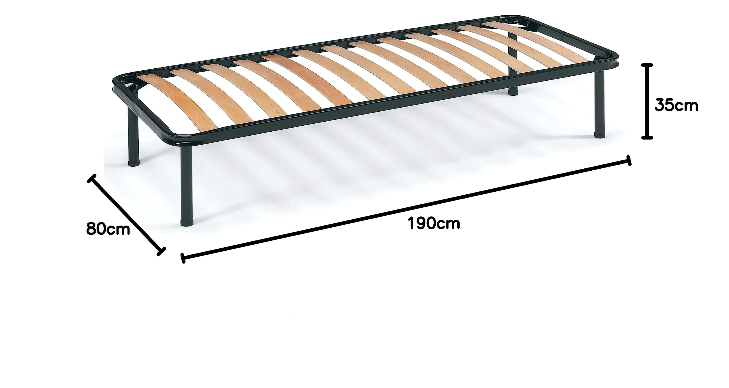 Somnus SANA - Rete letto singolo 80x190 a doghe in legno multistrato Ortopedica - Struttura in acciaio con piedi altezza 35cm - 100% Made in Italy
