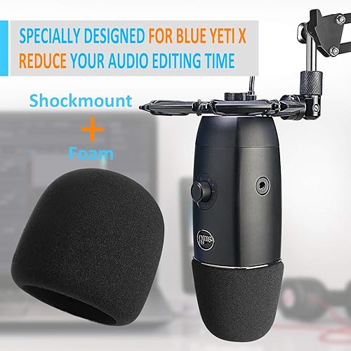 Miniatura 2 de YOUSHARES Blue Yeti X - Soporte de choque con filtro pop, soporte de choque de aleación con parabrisas de espuma que reduce la vibración y el ruido