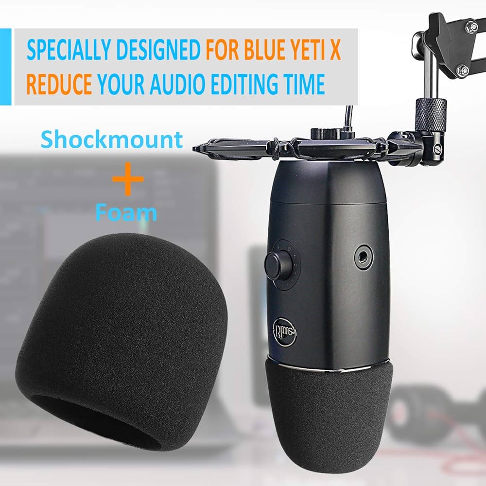 Blue Yeti Shock Mount with Foam Windscreen, Alloy Shockmount