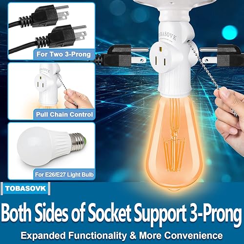 Miniatura 3 de 3 paquetes de adaptador de enchufe de luz a enchufe, adaptador de enchufe de luz de 23 puntas, adaptador de enchufe de bombilla de material