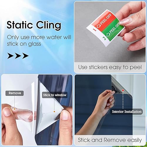Miniatura 7 de ColorfulHall Película unidireccional para ventana, espejo de ventana, película de privacidad para ventana película aislante para ventana, bloqueo