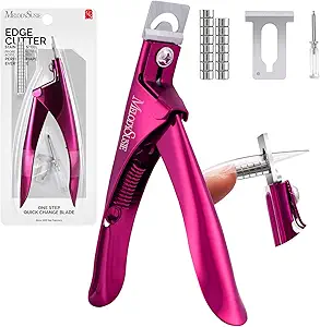 MelodySusie Acrylic Nail Clippers with 15pcs Magnet Sizers, Professional Nail Clippers Cutters for Long Acrylic Gel Nails Tips, Adjustable Stainless Nail Trimmer, Manicure Tool for Salon Home, Plum