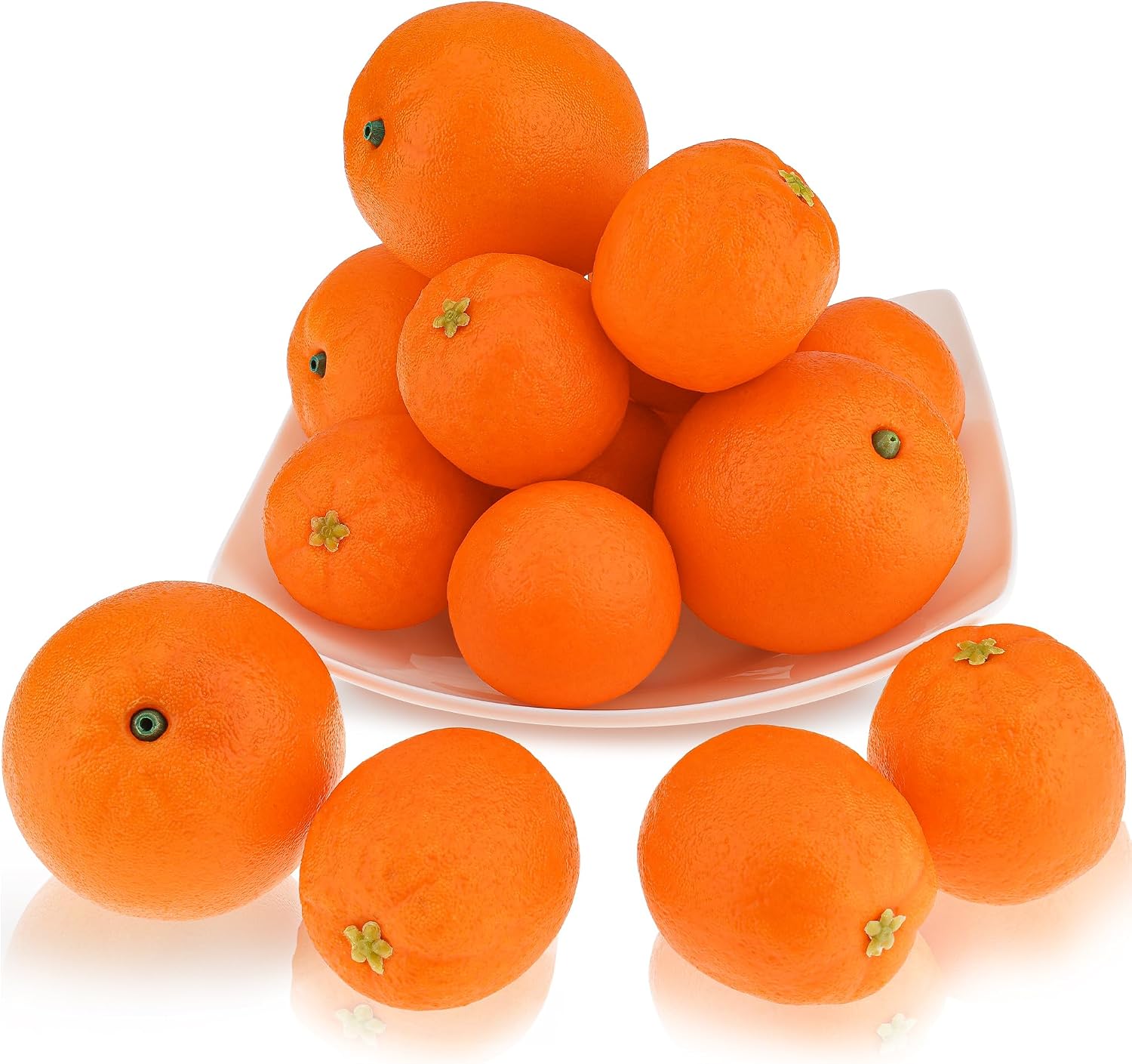 Folmywy 16 Pcs Artificial Oranges Decorative Fake Oranges for Bowls Filler | Realistic Fake Fruit Decoration Lifelike Plastic Fruits Model Christmas Festival Party Home Tabletop Kitchen Decor