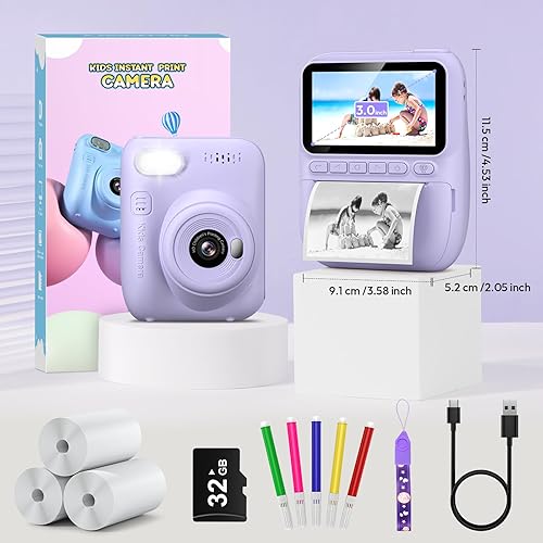 Miniatura 7 de Cámara de impresión instantánea para niños, regalos de Pascua para niñas y niños de 5 a 7 años, cámara de fotos digital para niños con 3 rollos de