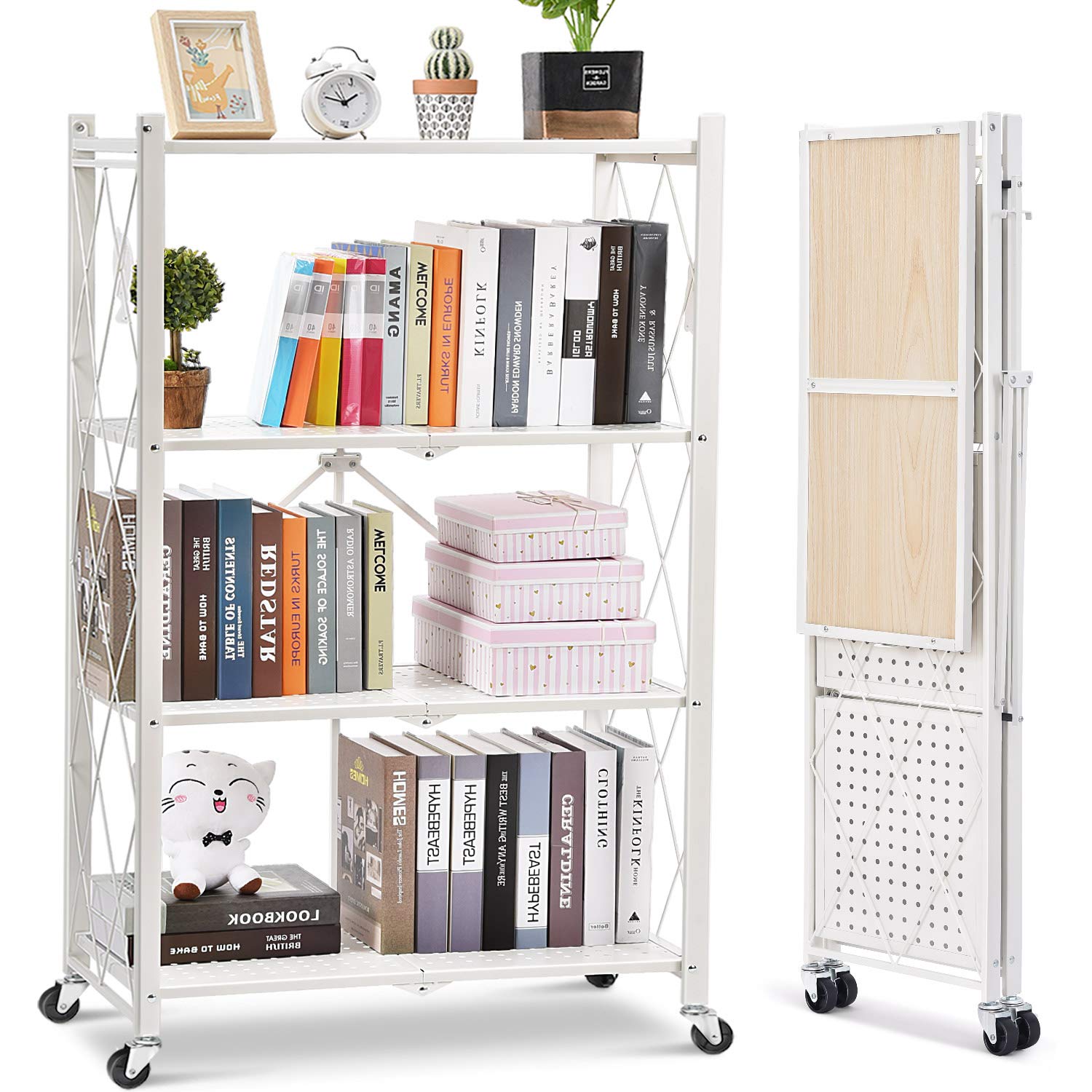 Buy APEXCHASER 4Shelf Foldable Storage Shelves with Wheels
