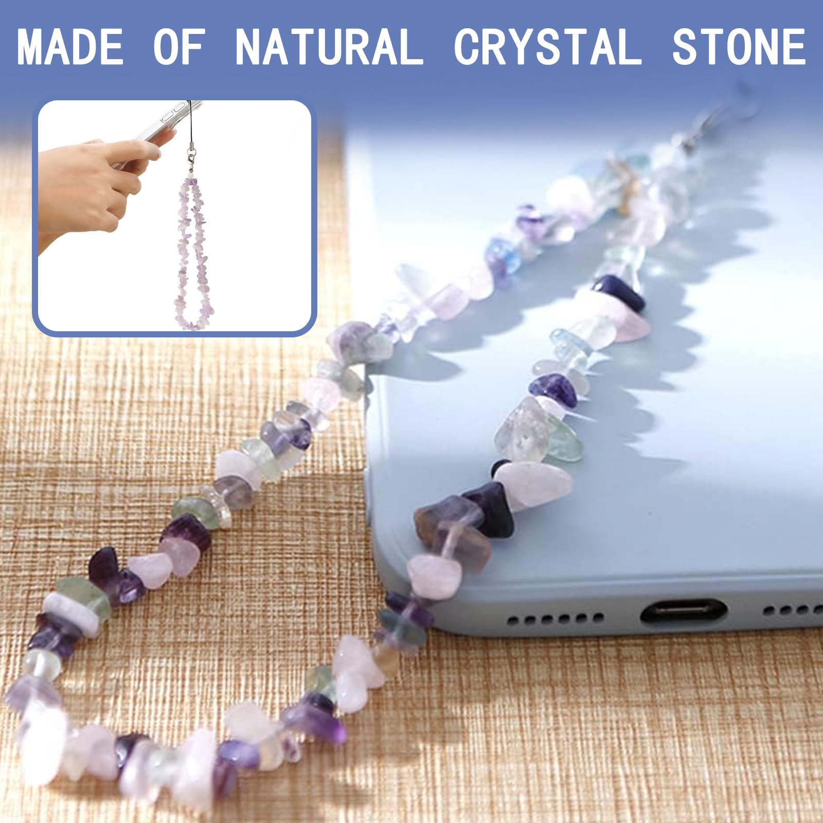 Bracelet téléphone Charme de corde, Dragonne perlée, Sangle chaîne fleur de cristal perlée Anti-perdus