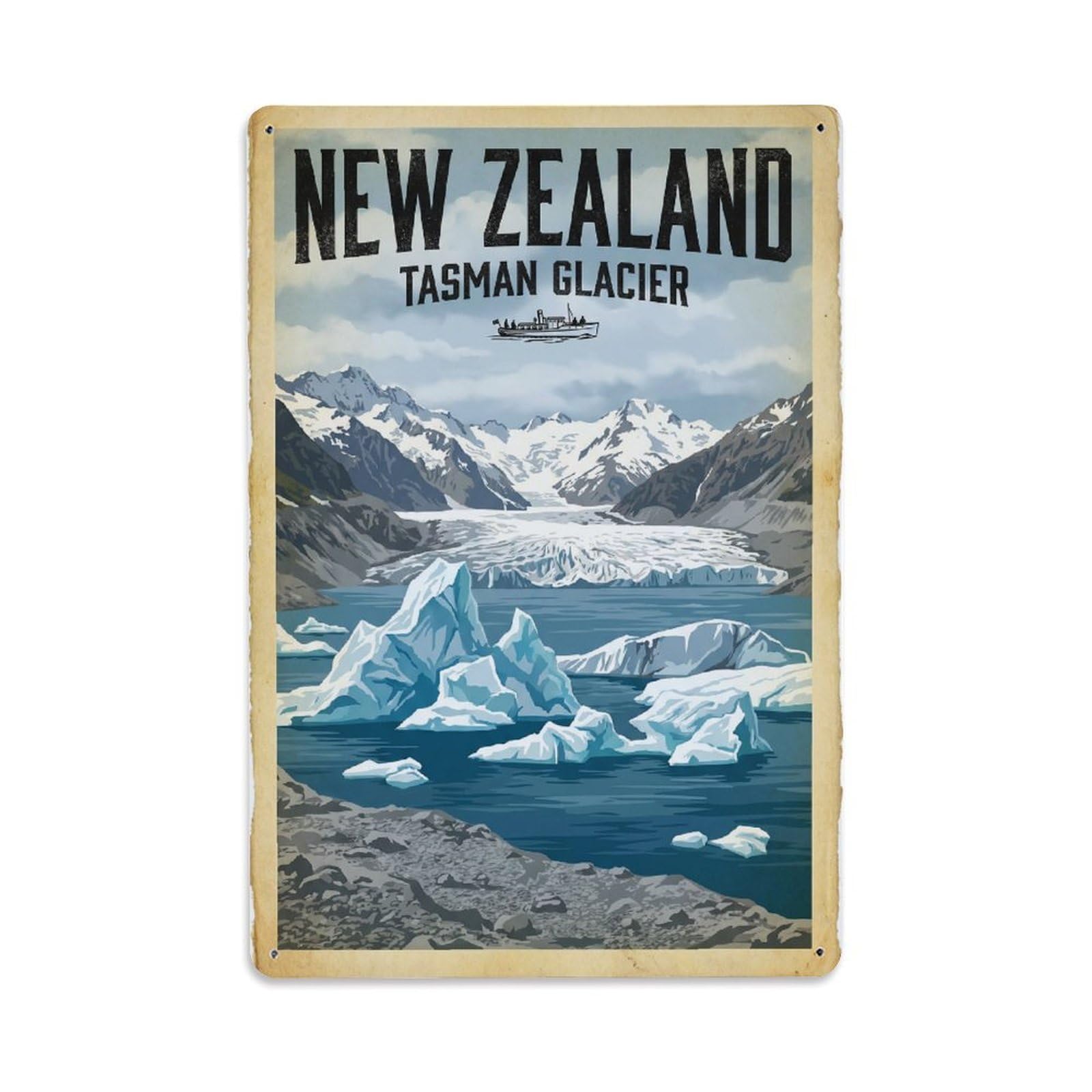 Gead 8X12inch Style Vintage Travel New Zealand Tasman Glacier Metal Tin Sign