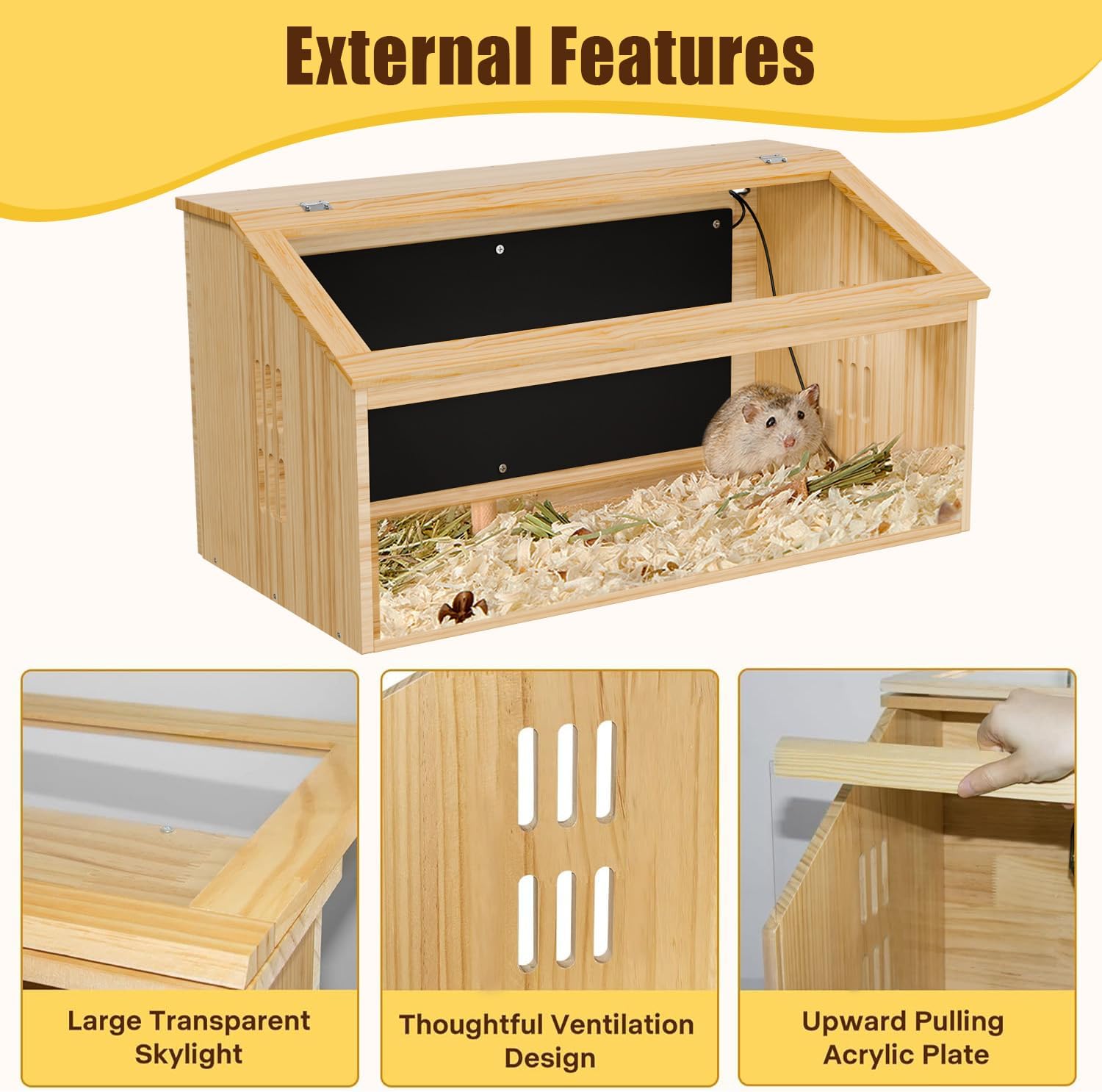 Brooder Box for Chicks Wooden, Chicken Brooder House with Thermostat & Heating Plate,All-in-One Chicken Brooder House w/Poultry Waterer, Adjustable Temp,Holds 30 Chicks Ducks Quails, 31.5"×15.7"×15.7"