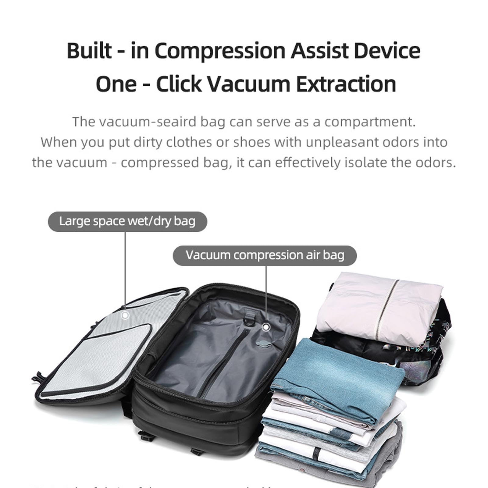 Vikye Vakuum-Kompressionsbeutel für Reisen, 25 L, 30 L, 60 L, TPU, Wiederverwendbar, Wasserdicht, Tragbarer Reiserucksack, Vakuumbeutel-Set für Koffer, Rucksack