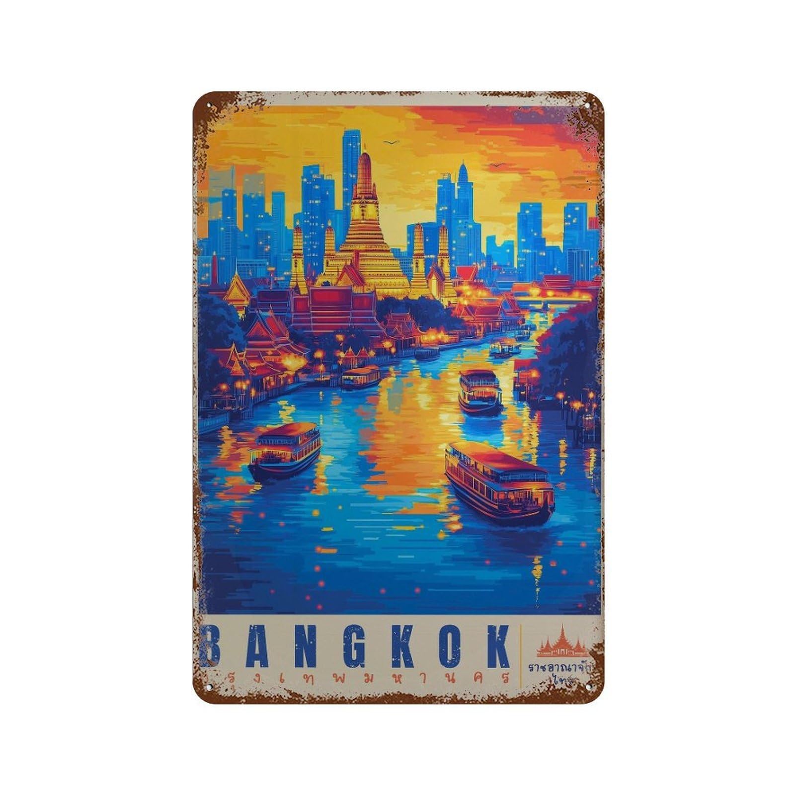 xiaoxiaoshen Bangkok Travel Wat Arun Temple Thailand (2) Wall Decor Art Metal Tin Poster Modern Home Decor Art Home Bar Shop Decorations Vintage Sign 30x20cm