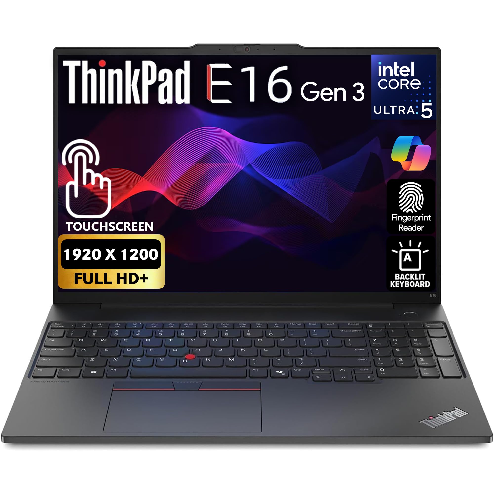 Lenovo ThinkPad E16 Gen 3, FHD+ 16" Touchscreen Display, Intel Ultra 5-225U, 16GB RAM, 512GB SSD, Fingerprint, Backlit Keyboard, WiFi 6E + BT, RJ-45,
