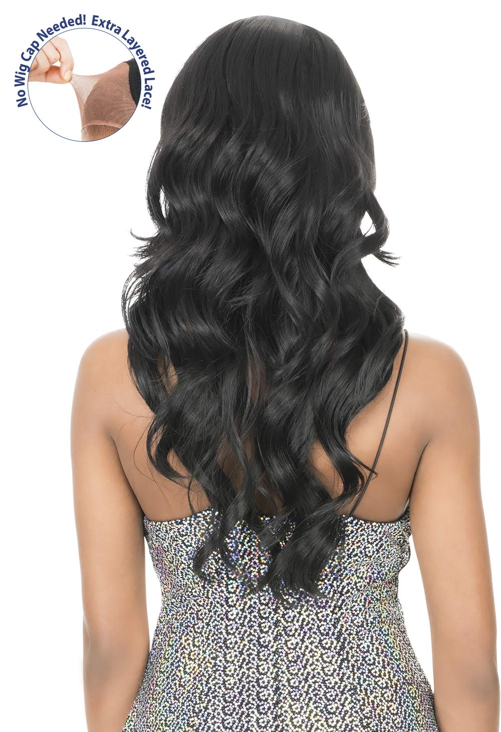 New Born Free No Cap Needed Fake Scalp 13x4 Lace Front Wig Natural Body Wave Long Length Bob Style Middle Parting Looser Ends Synthetic High Heat Resistant Fibers - FS134D (613)