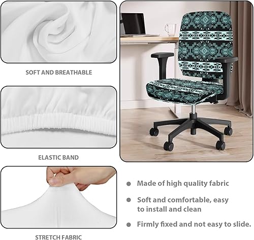 Miniatura 5 de Southwest - Funda elástica elástica para silla de computadora, antideslizante, para silla de juego, funda verde para silla de escritorio, funda