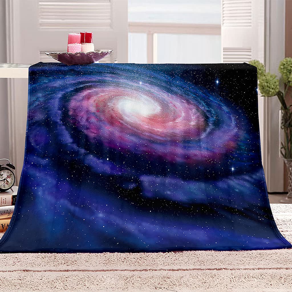 Manta De Franela De Microfibra 150X200Cm Manta De Felpa Suave para Sofá Cama 3D Paisaje De Galaxia Azul Impresión Patrón Manta Polar Invierno Gruesa Y Esponjosa Caliente Transpirable