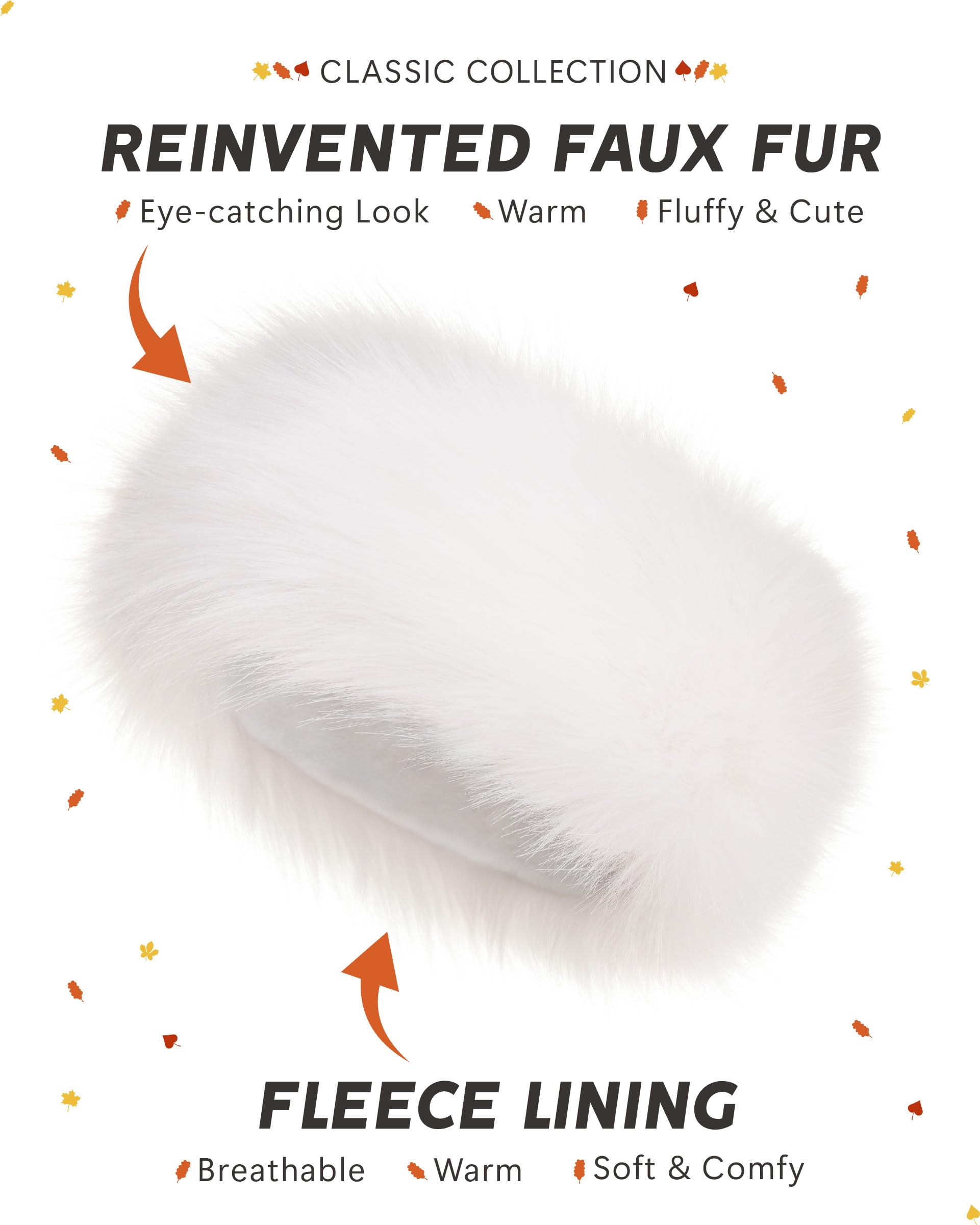 Futrzane Classic Headband - Faux Fur Headbands for Women - Furry Band for Winter - Size M (White Classic) - Image 4