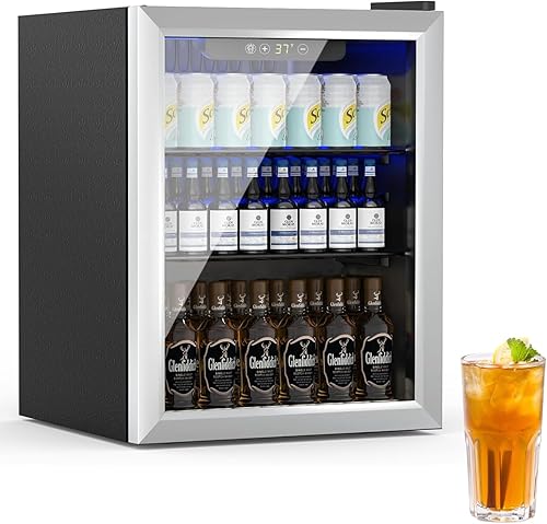 Miniatura 14 de Refrigerador compacto independiente para bebidas, mini refrigerador para 24 latas/0.9 pies cúbicos con puerta frontal de vidrio reversible para