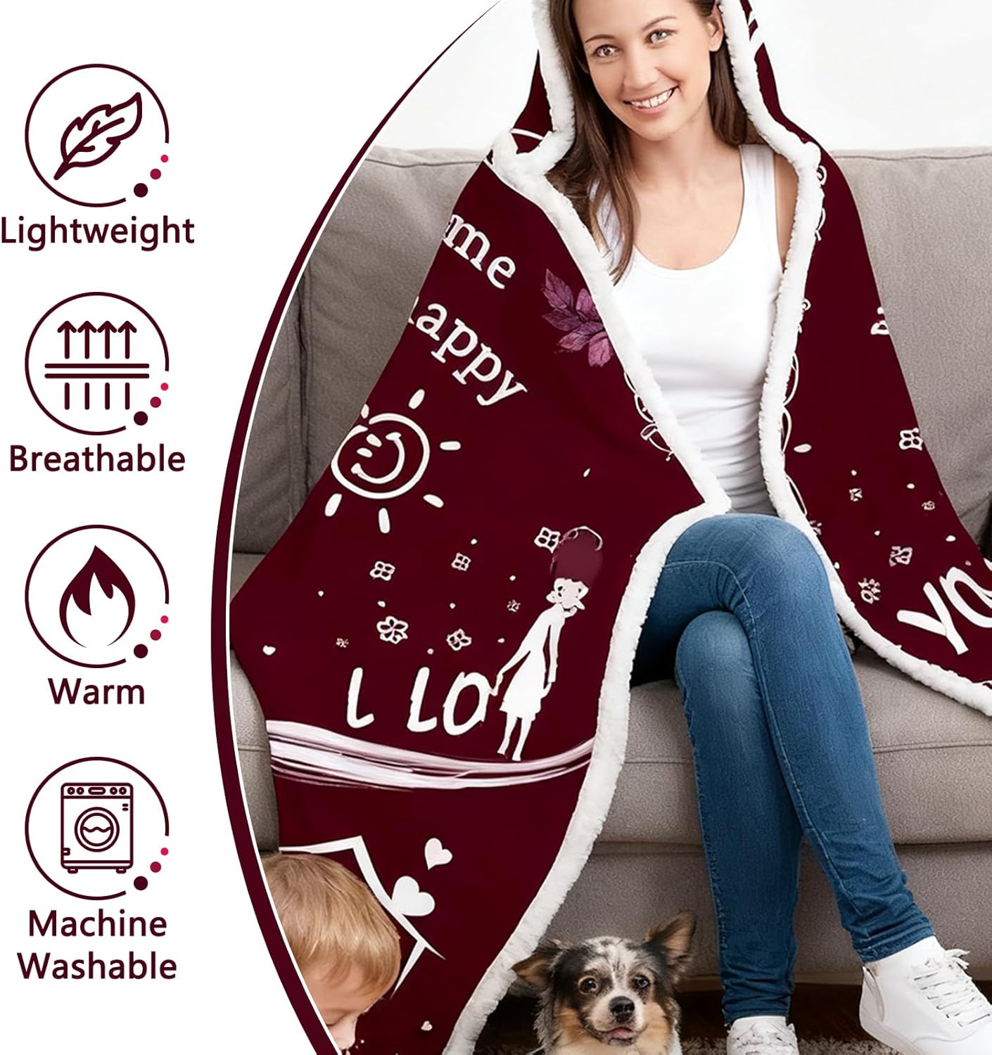 Birthday Gifts for Mom from Daughter Son Wearable Hoodie Blanket with Sleeves for Mom Christmas Gift Ideas