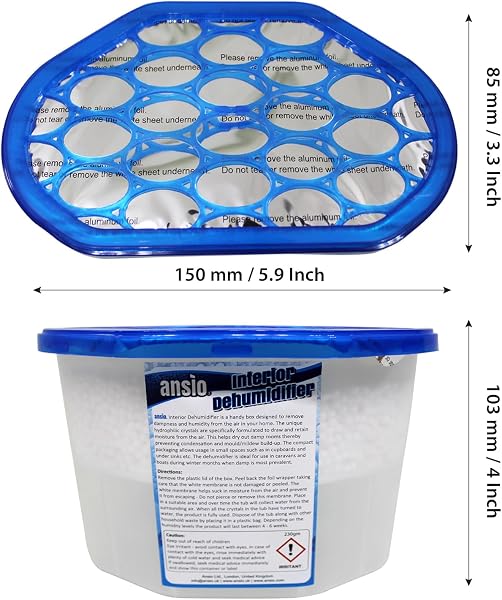 ANSIO Dehumidifier Disposable Pack of 10 Room Moisture Absorber Condensation Remover De Humidifiers for Damp, Mould in Home, Bathroom, Window, House, Kitchen, Wardrobe, Bedroom Interior Moisture Traps - 2
