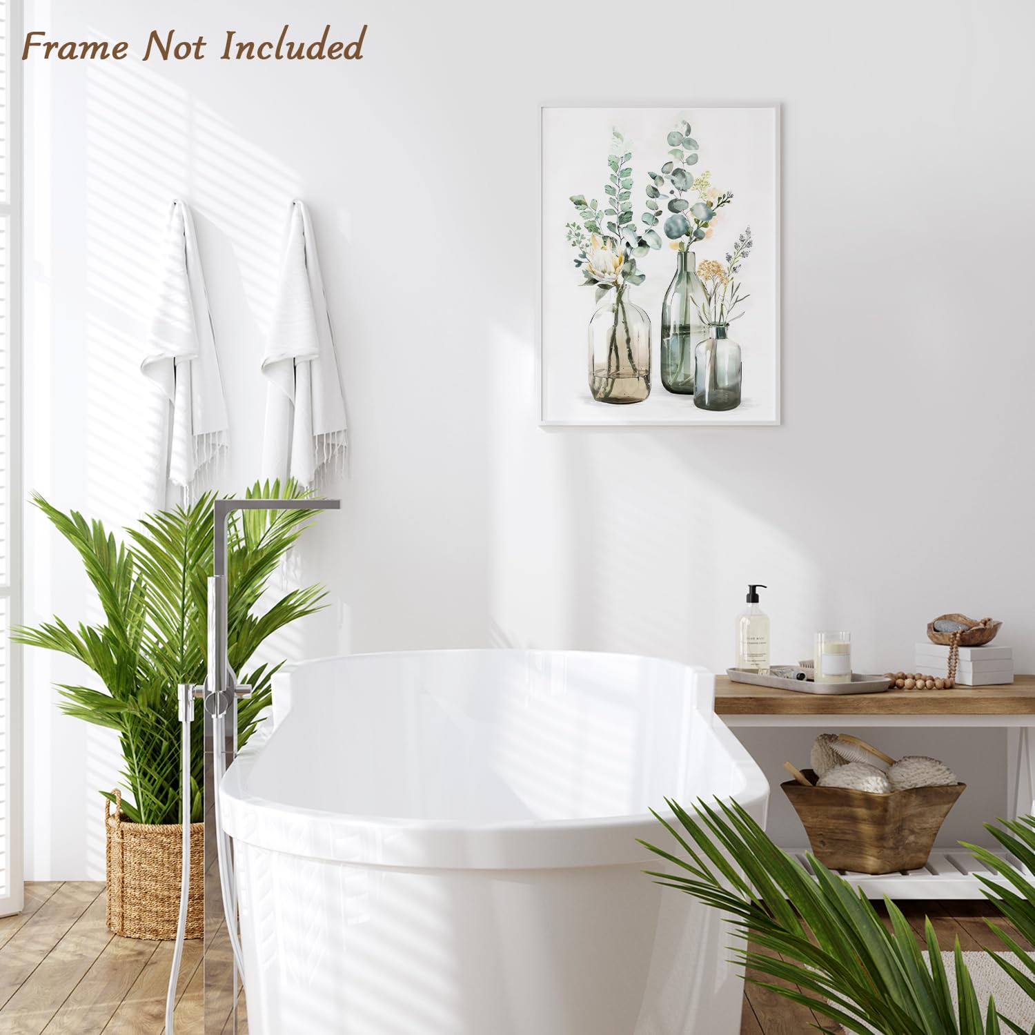 Dazzlewall Botanical Bathroom Decor Wall Art Bottles and Plants Floral Print Canvas for Bedroom Farmhouse Living Room 12x16 in Unframed - Image 3