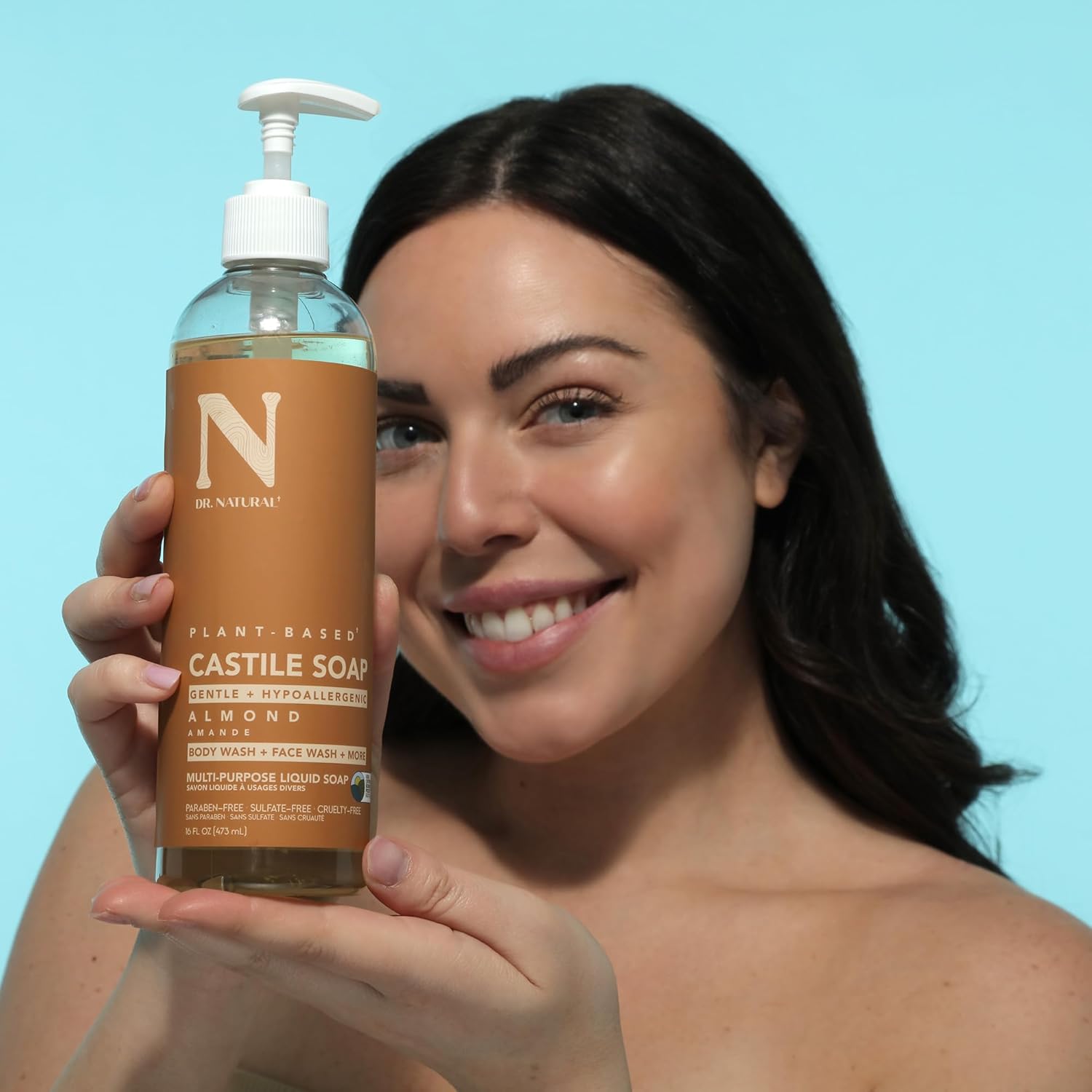 Dr. Natural Castile Liquid Soap - Multi-Use Body Wash, Shampoo and Face Wash - Hydrating Body Soap for Skin, Hair, Pets and Home - Almond - 16 oz - Image 5