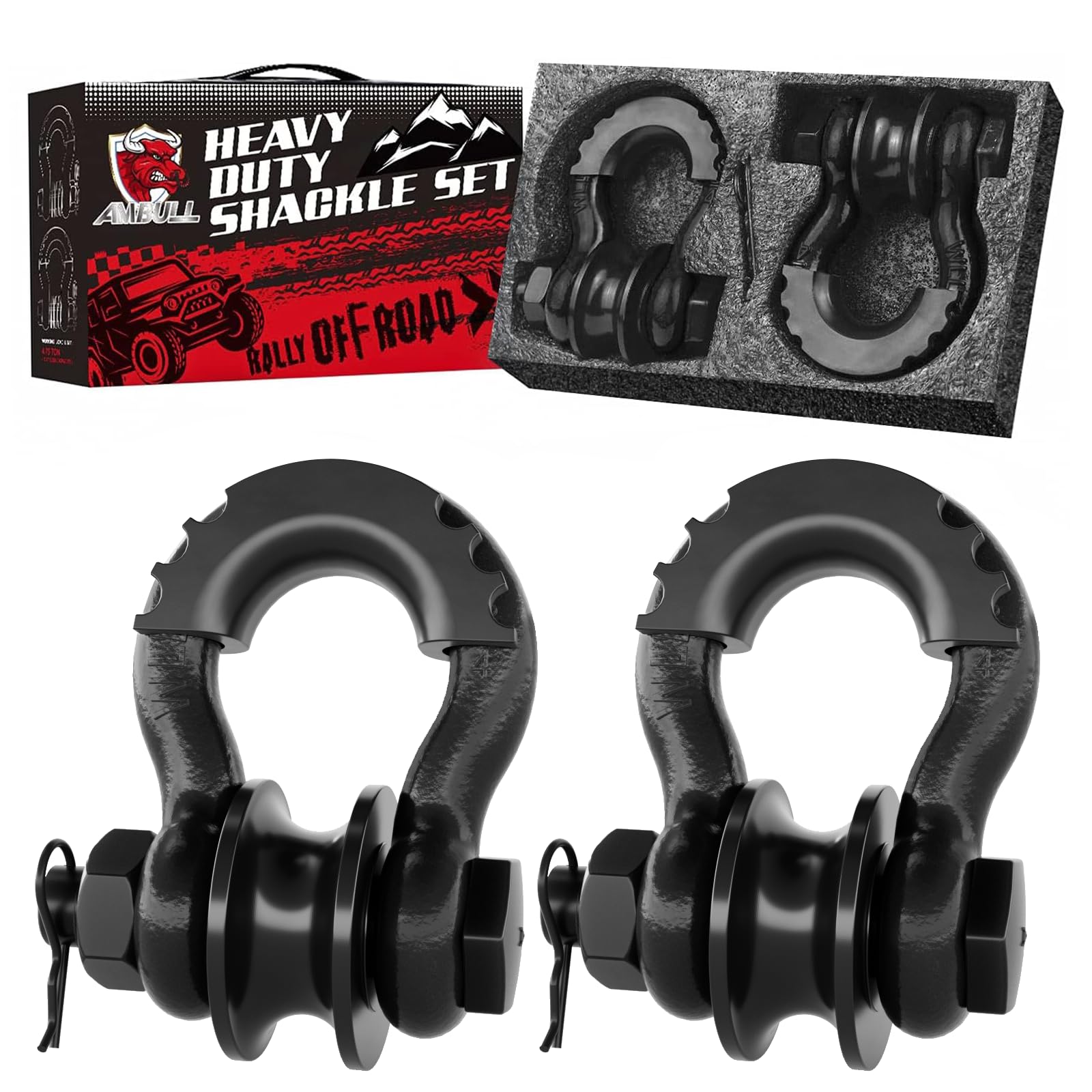 AMBULL HEAVY DUTY SHACKLE SETオフロード シャックル Amazon.com: AMBULL Upgraded Snatch Block, 3/4