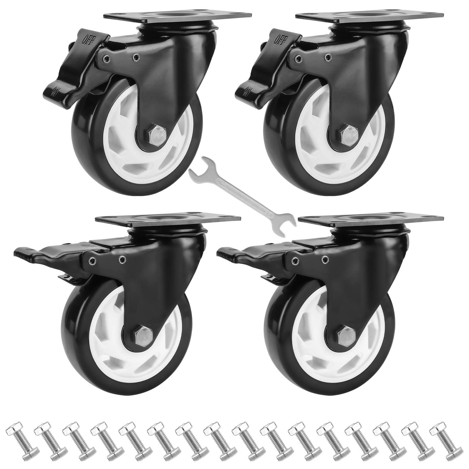 Ruote Girevoli Resistenti Con Freno, 4 Ruote In Nylon Da 5,1 Cm, Dado