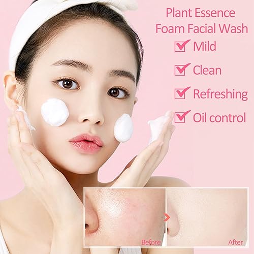 Miniatura 5 de Lily - Juego de cuidado de la piel 5 en 1 con base, lavado facial, tóner, loción hidratante y crema facial, set de regalo hidratante para el cuidado