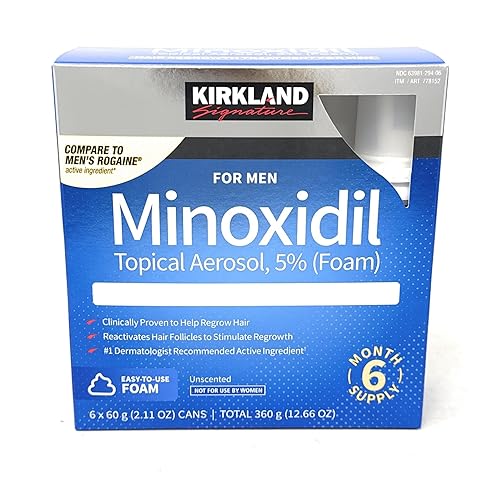 Kirkland Signature - Tratamiento de regeneración del cabello espuma de minoxidil para hombres, 2.11 onzas, 6 unidades (suministro para 6 meses)