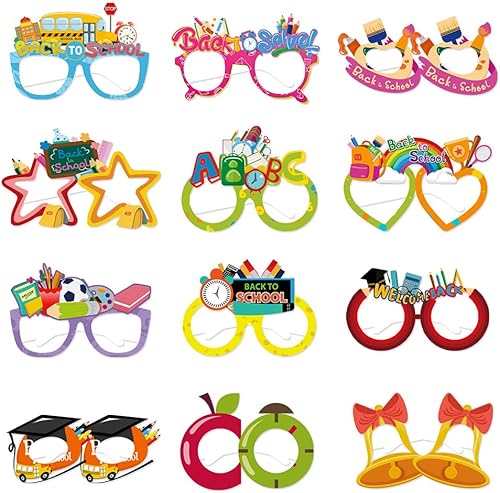 Miniatura 6 de 12 PCS Back to School Eyeglasses Fancy Welcome Back to School Headband First Day of School Eyeglasses