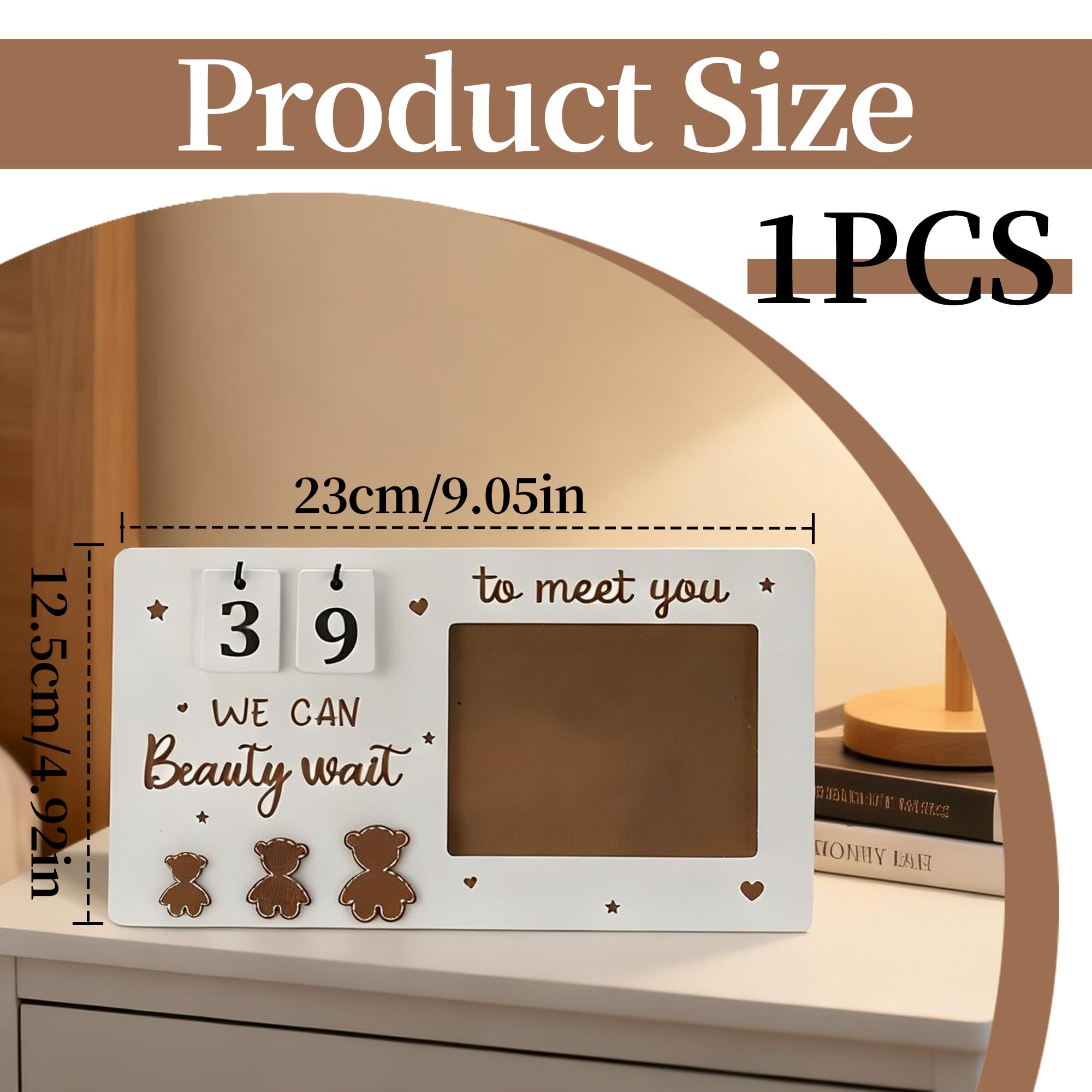 Baby Scan Photo Frames Wooden Ultrasound Picture Frame Pregnancy Gifts for Mum Expecting Cute Baby Countdown Weeks Record Frame Mum to Be Pregnancy Announcement Gifts - Image 2